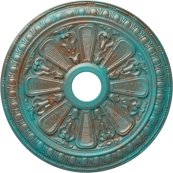 Ekena Millwork Bristol Ceiling Medallion (Canopies up to 3 7/8"), 23 1/2"OD x 3 7/8"ID x 1"P, Copper Green Patina CM23BICGS - main